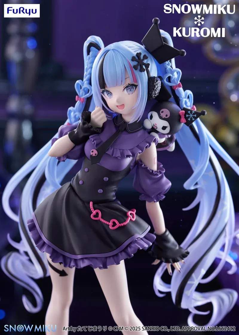 Аніме фігурка Хатсуне Міку (Hatsune Miku) — Вокалоїд (Vocaloid) x Sanrio, Snow Miku x Kuromi Trio-Try-iT "Choppiri Gothic", 19 см 3