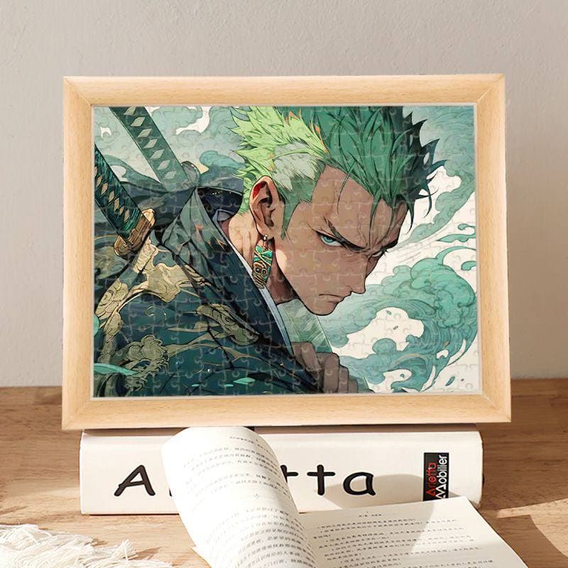 Аніме деревʼяний пазл з рамкою Ророноа Зоро (Roronoa Zoro) — Ван Піс (One Piece), 15х20 см, 70 ел.