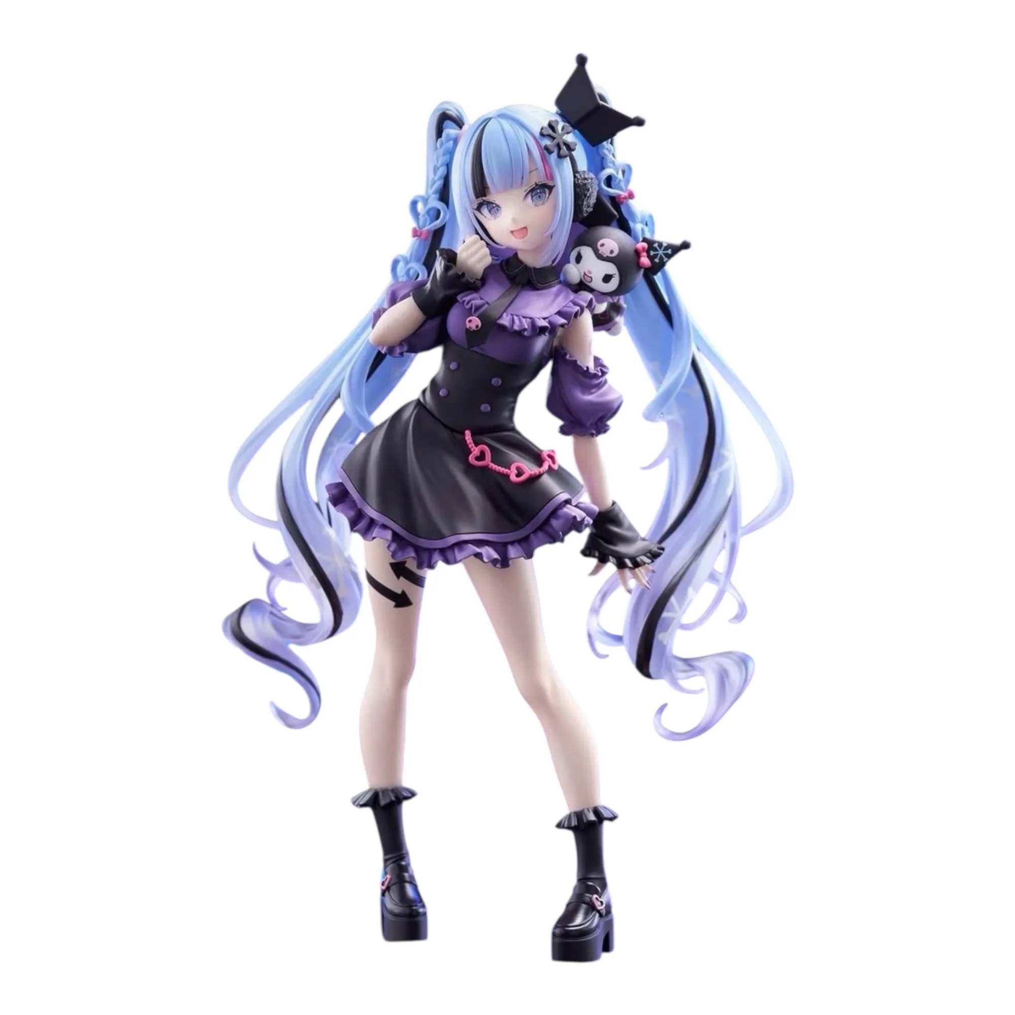 Аніме фігурка Хатсуне Міку (Hatsune Miku) — Вокалоїд (Vocaloid) x Sanrio, Snow Miku x Kuromi Trio-Try-iT "Choppiri Gothic", 19 см