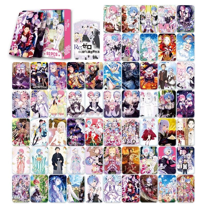 Аніме ломо-картки (60 шт.) та наліпки (32 шт.) — Ре:Зеро (Re:Zero Starting Life in Another World), набір карток та стікерів 2