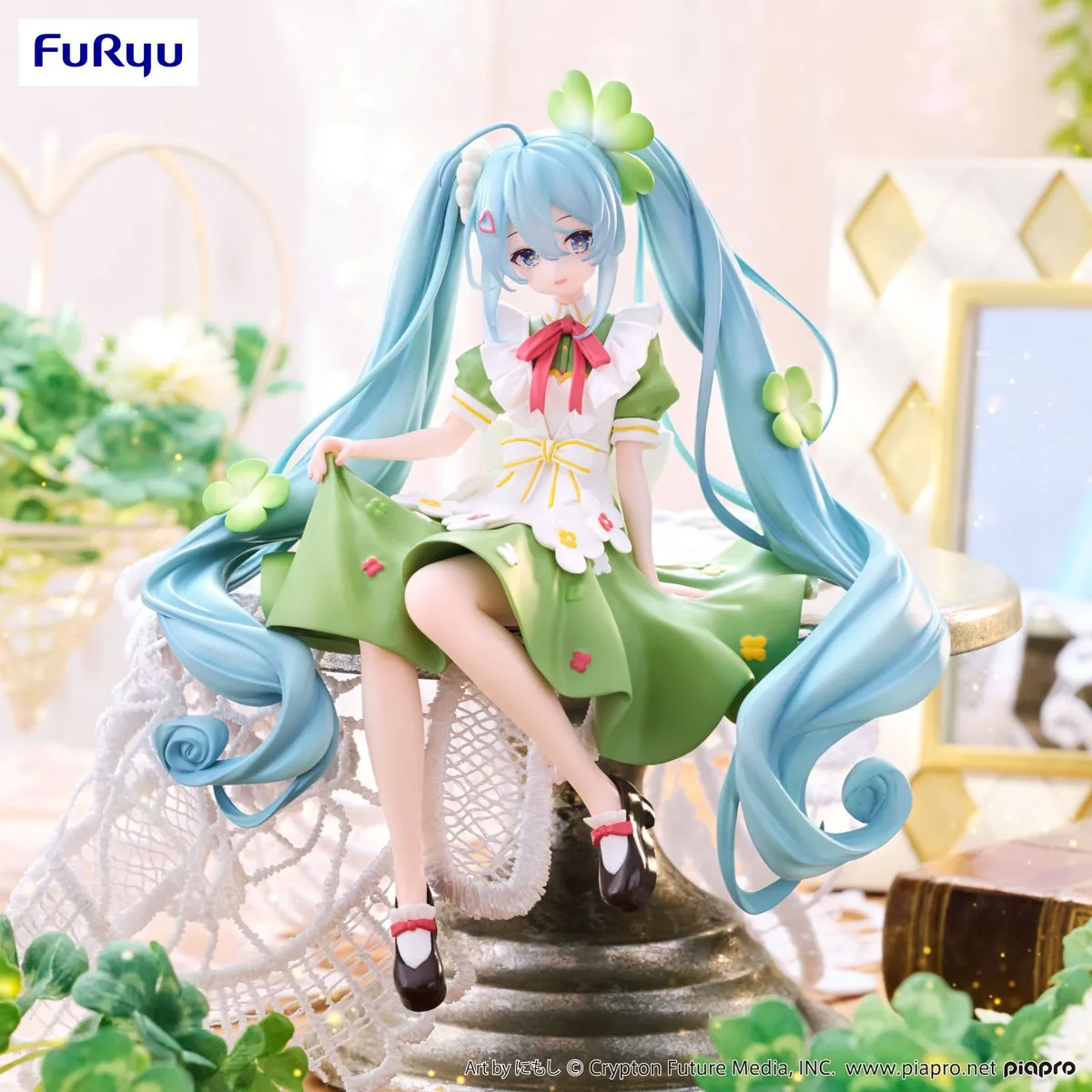 Аніме фігурка Хацуне Міку (Hatsune Miku) Flower Fairy Clover Noodle Stopper Furyu — Вокалоїд (Vocaloid), 15 см 2