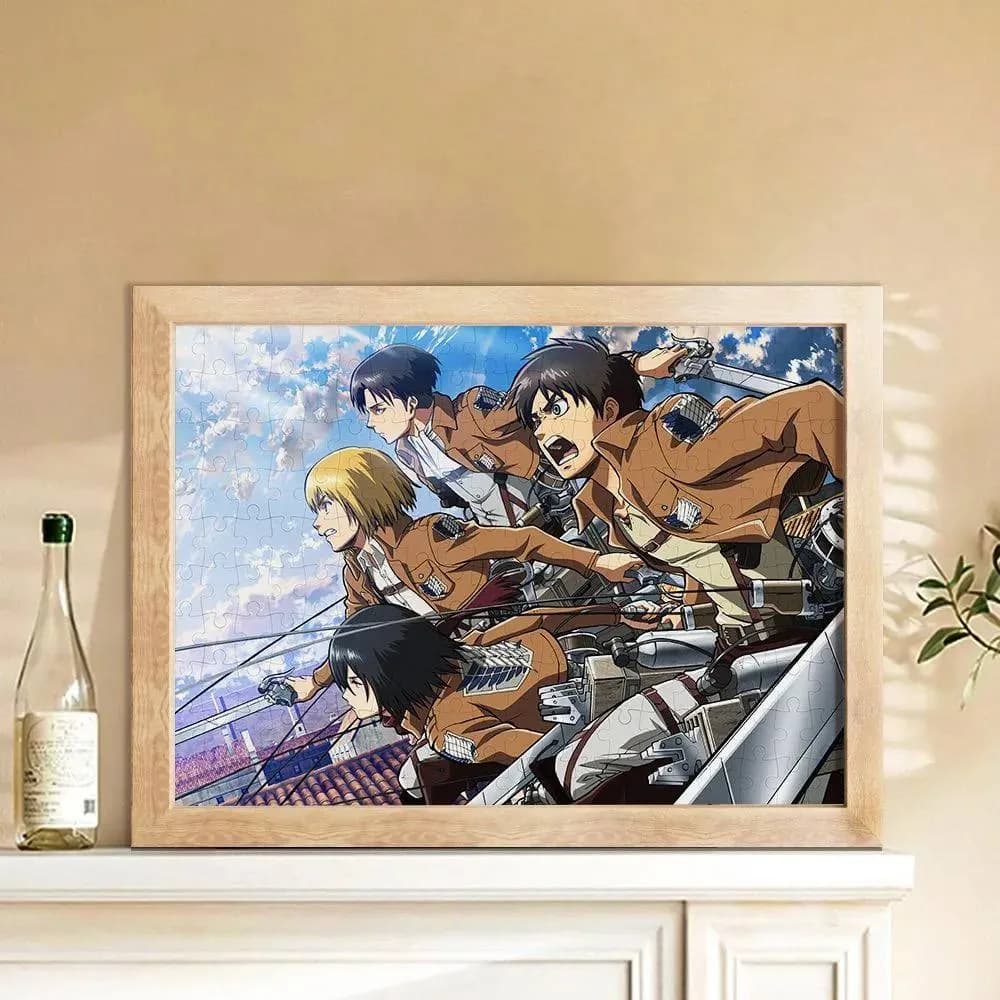 Аніме деревʼяний пазл з рамкою — Атака титанів (Attack on Titan), 20х25 см, 120 шт.